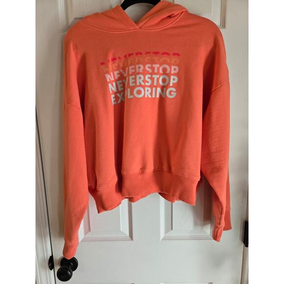 The North Face Women's Logo Play Hoodie Cropped Orange Never Stop Exploring XL - Picture 1 of 8
